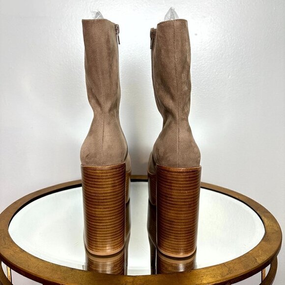 JEFFREY CAMPBELL Mexique Platform Bootie in Taupe Suede Tan Size US 9.5 - Picture 5 of 9